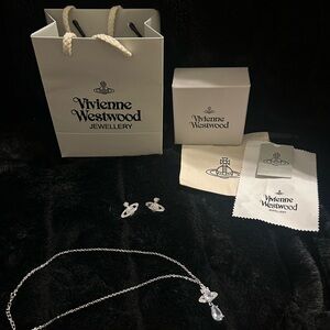 Vivienne Westwood orb earrings and necklace single crystal vivienne necklace set